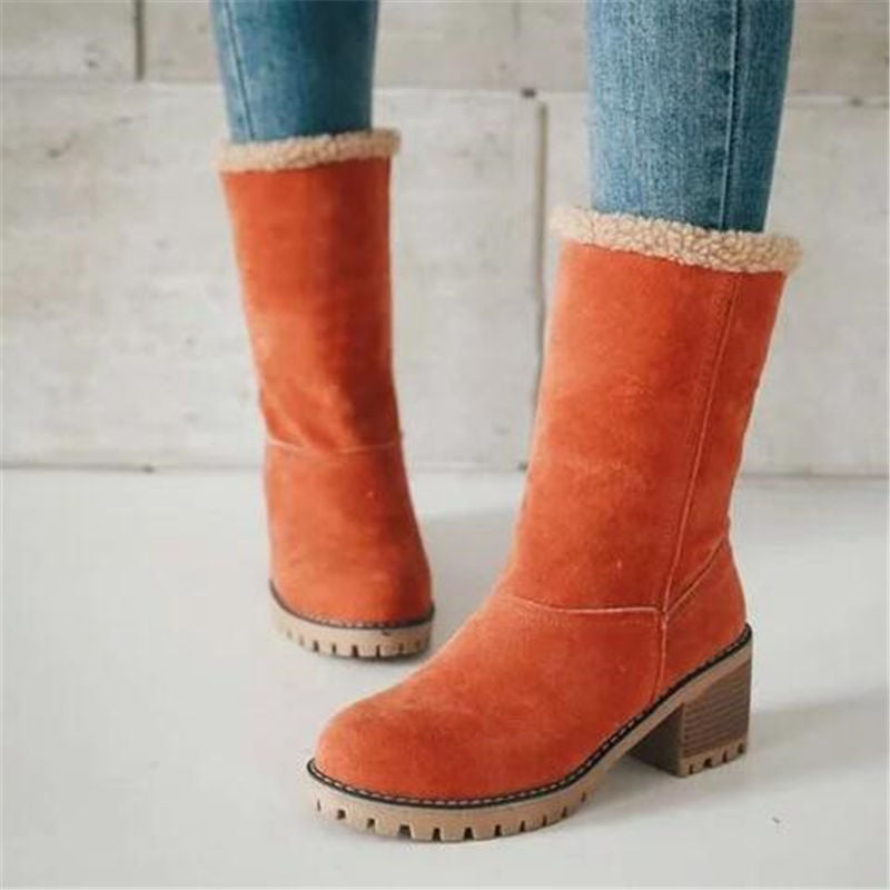 Women's Warm Brown Fall Boots in Orange