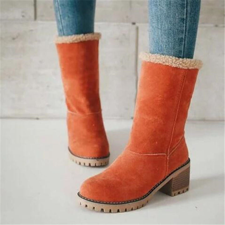 Women's Warm Brown Fall Boots in Orange