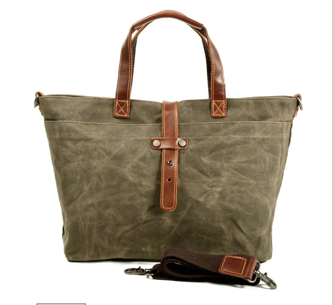 Women's Waxed Canvas Tote Bag for Work in Salbeiholz