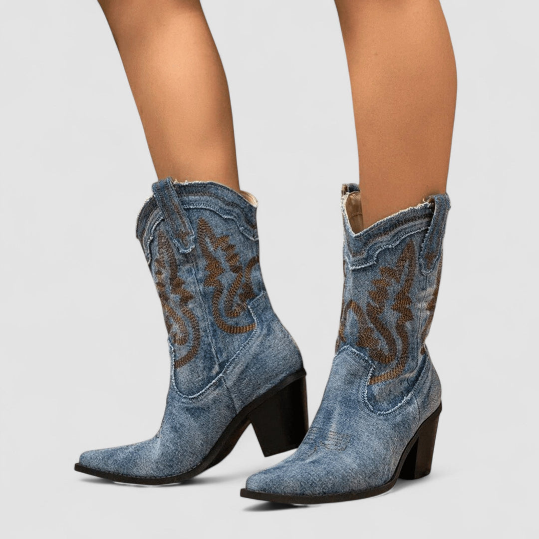 Women's Western Boots for Comfortable Ankles in Dark Blue