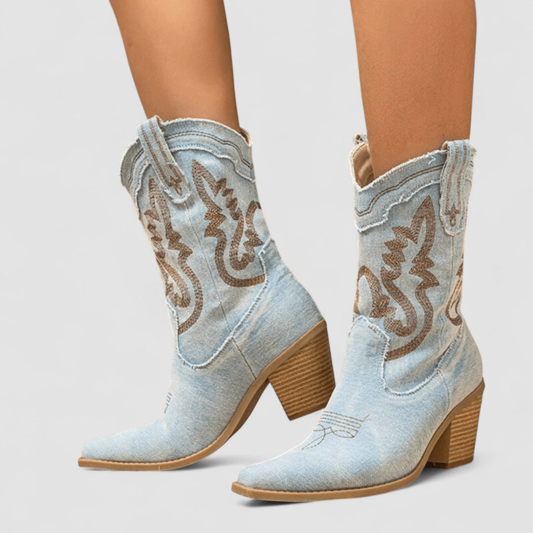 Women's Western Boots for Comfortable Ankles in Light Blue
