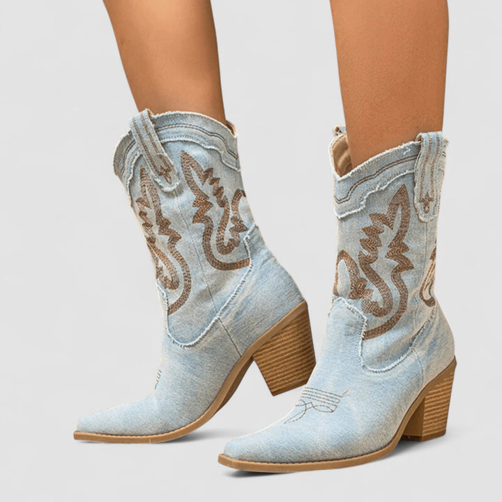 Women's Western Boots for Comfortable Ankles in Light Blue
