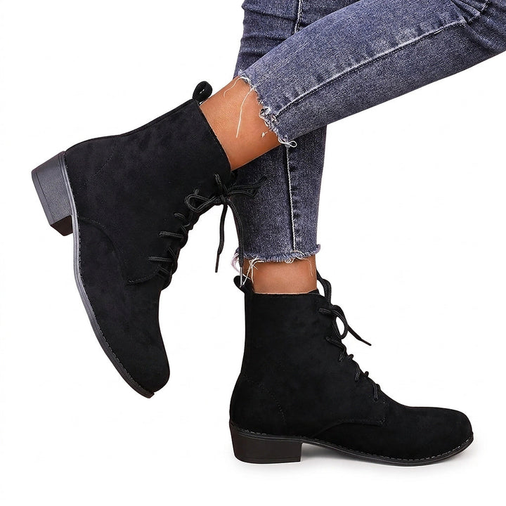 Women's Western Boots with Ankle Lacing in Black