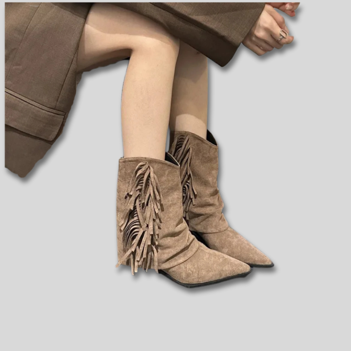 Women's Western Suede Ankle Boots for Fall