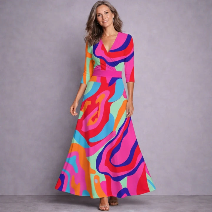 Women's White Floral Maxi Dress in Multicolour