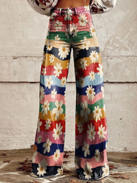 Ava | Women's Wide Leg Daisy Print Jeans