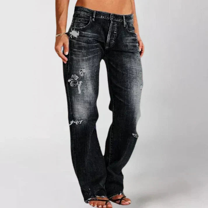 Women's Wide-Leg Jeans with Stretch Denim in Black