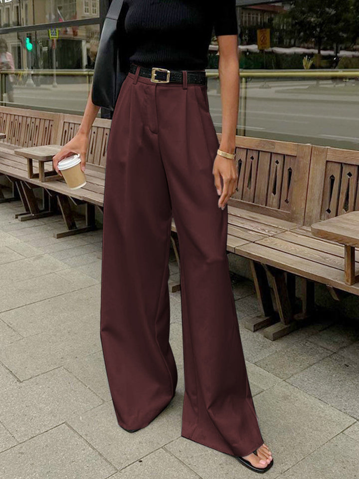 Women's Wide Leg Pants for Business in Burgunderrot