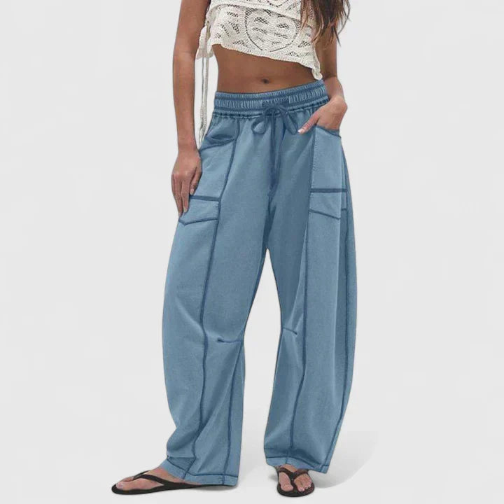 Women's Wide Leg Pants for Everyday Wear in Blue