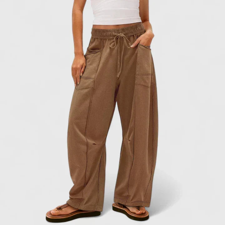 Women's Wide Leg Pants for Everyday Wear in Light Brown