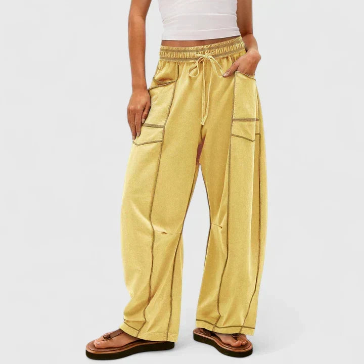 Women's Wide Leg Pants for Everyday Wear in Yellow