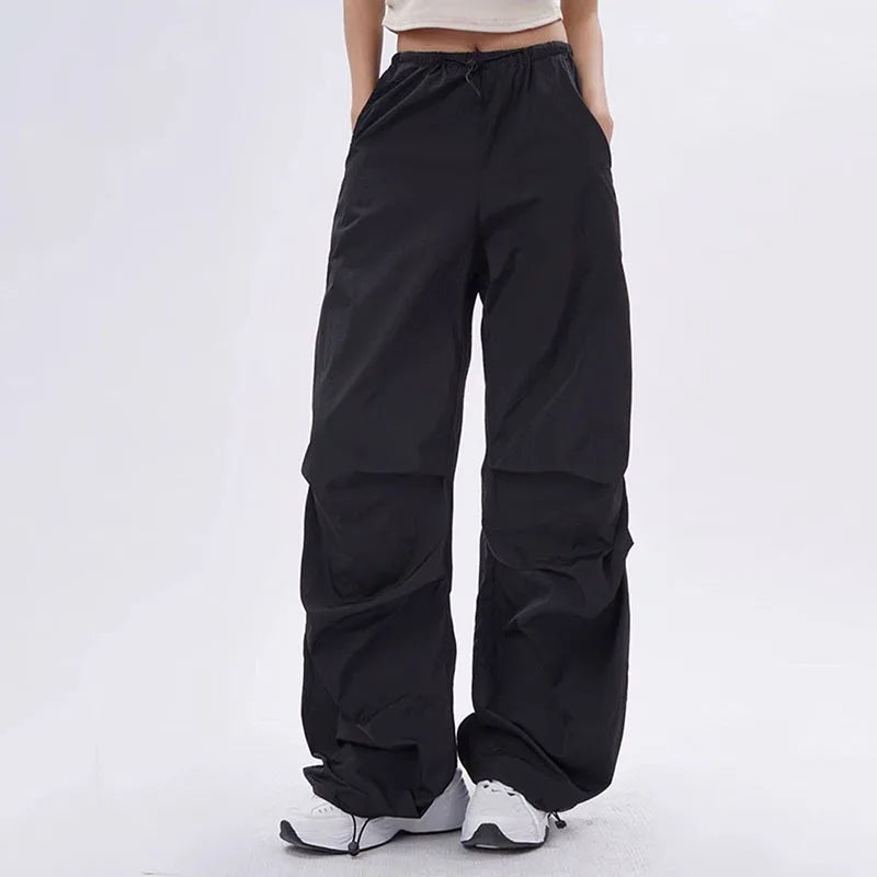 Women's Wide Leg Pants for Streetwear in Black