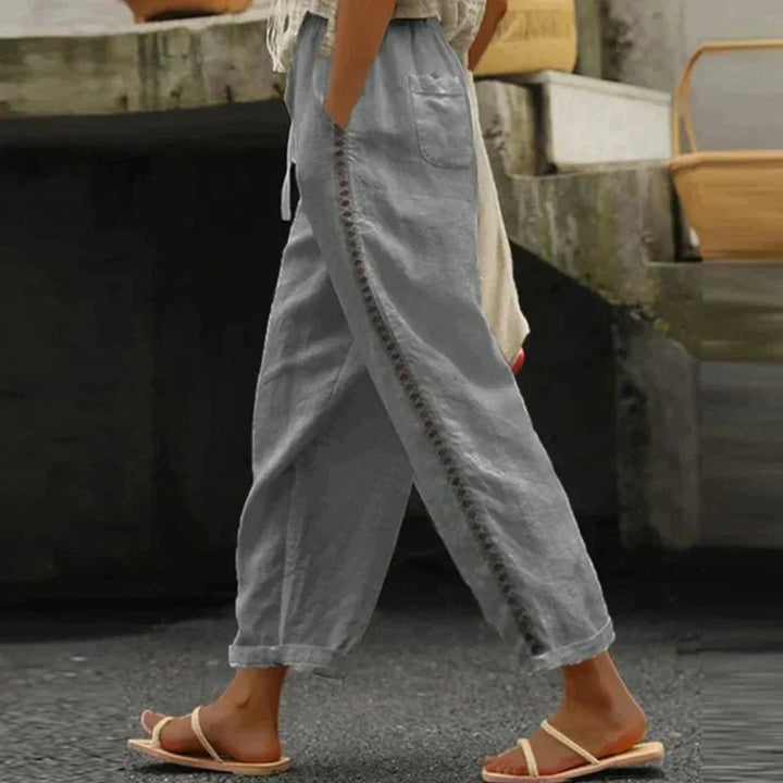 Women's Wide Leg Pants High Waist Linen in Grey