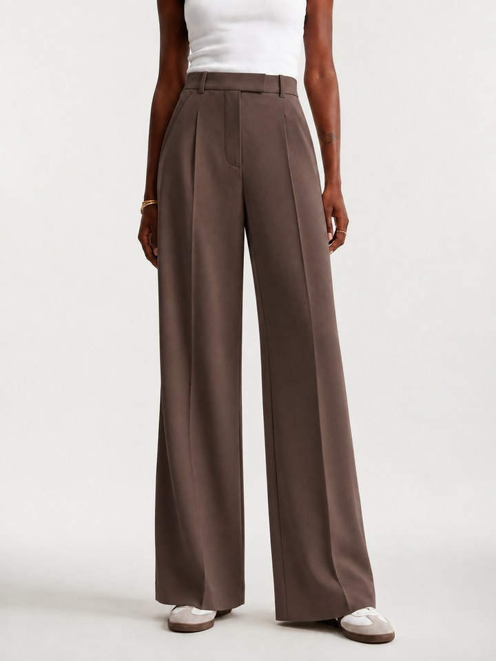 Women's Wide Leg Pants Tailored for Fall in Brown