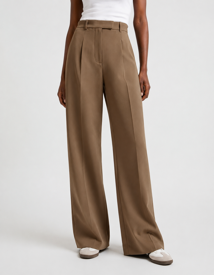 Women's Wide Leg Pants Tailored for Fall in Kamel