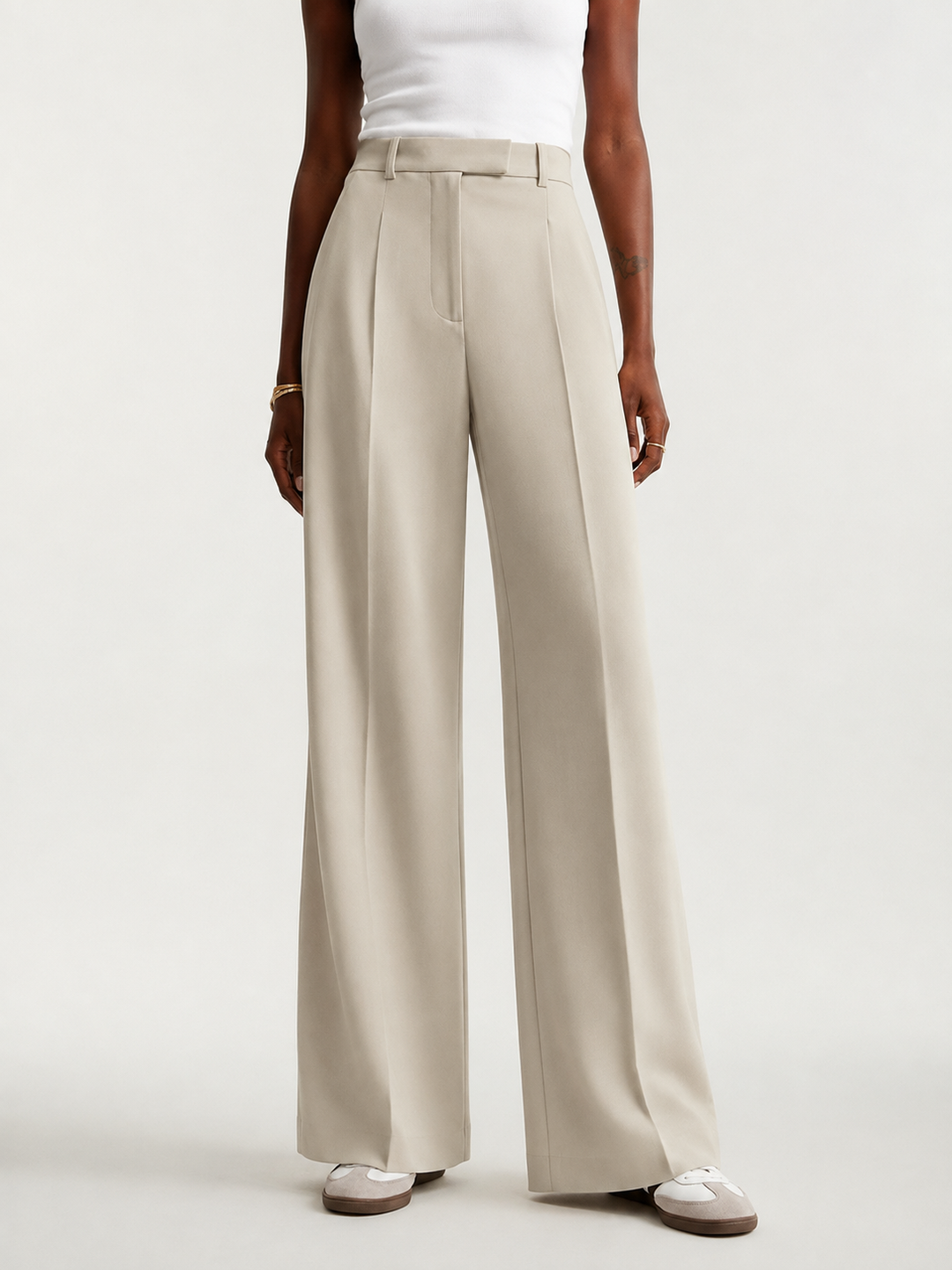 Women's Wide Leg Pants Tailored for Fall in White