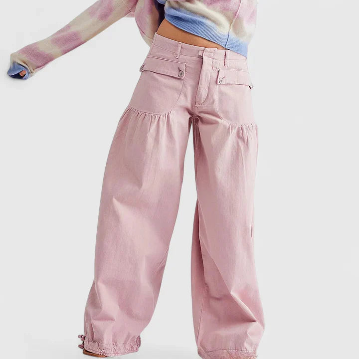 Women's Wide Leg Pants with Bohemian Ease in Pink