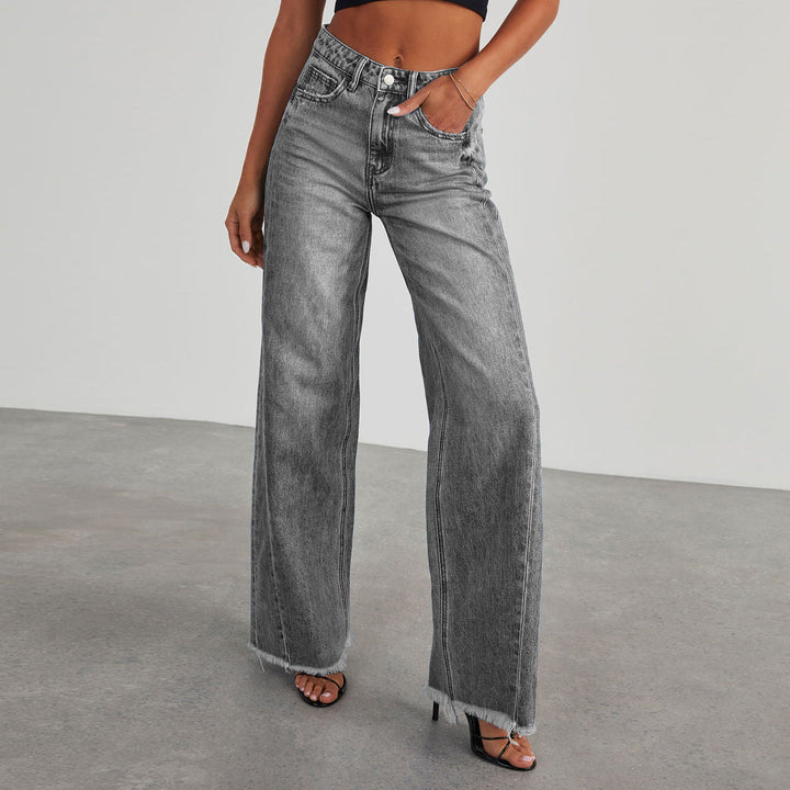 Women's Wide Leg Pants with High Waist in Grey