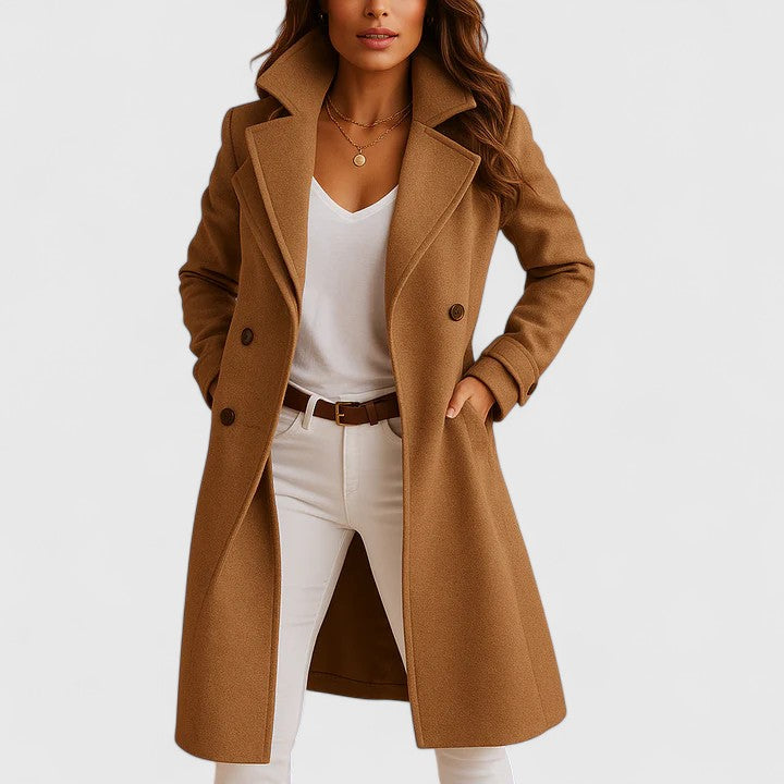 Women's Winter Coat for Elegant Everyday Wear in Brown