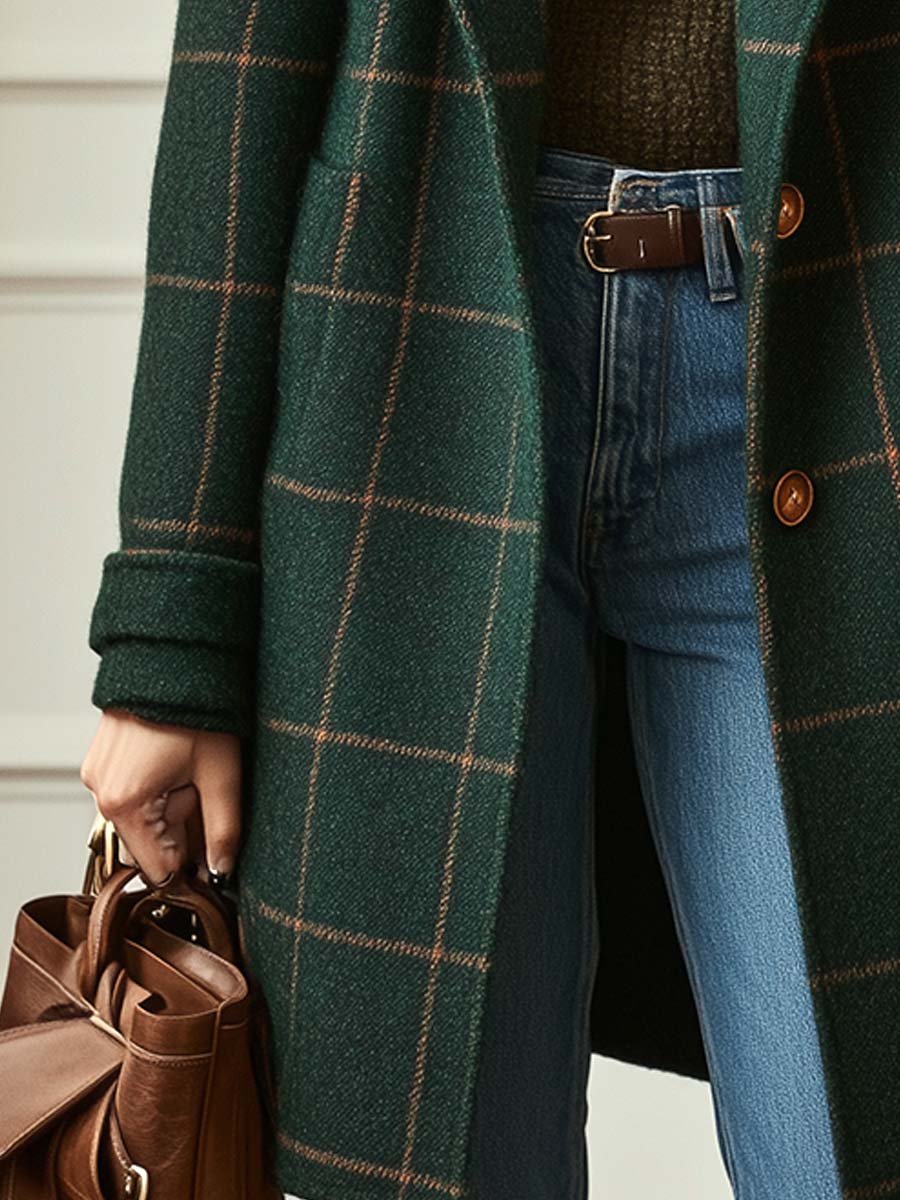 Women's Winter Coat in Tailored Plaid Tweed (3)