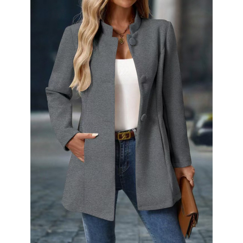 Women's Winter Coat with Front Buttons in Grey