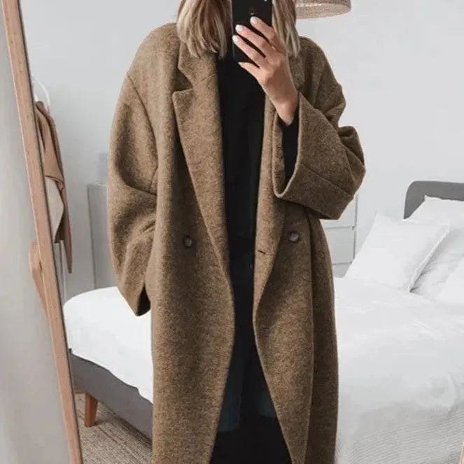 Women's Winter Coat with Oversized Relaxed Fit in Brown