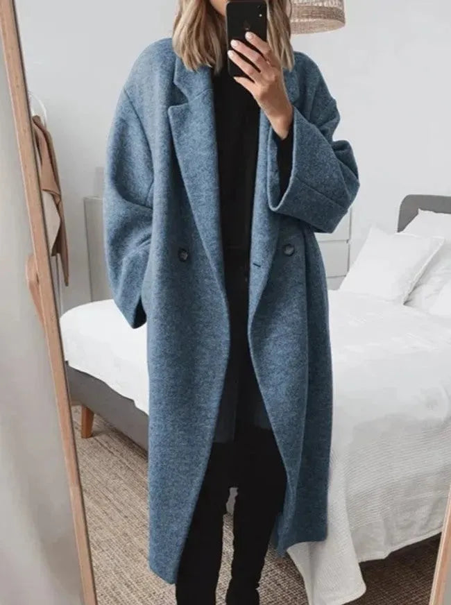 Women's Winter Coat with Oversized Relaxed Fit in Navy blue