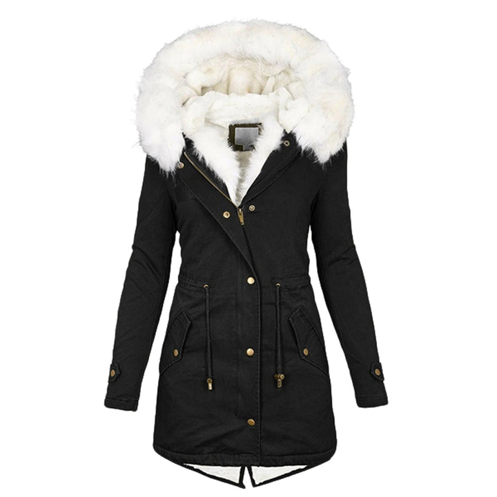 Women's Winter Jacket with Hood for Fall in Black