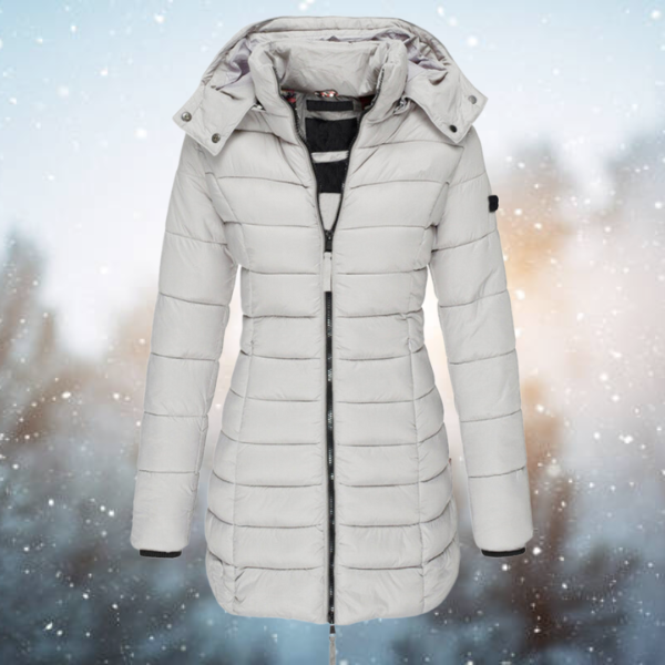 Women's Winter Puffer Jacket with Hood in Grey