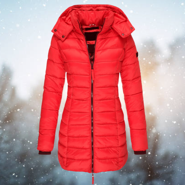 Women's Winter Puffer Jacket with Hood in Red