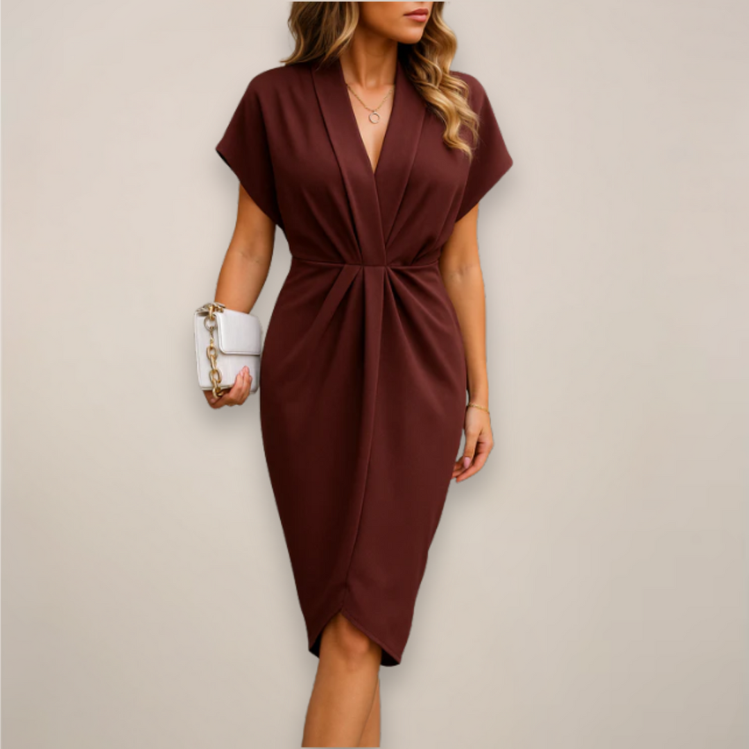 Women's Woven Midi Wrap Cocktail Dress (6)