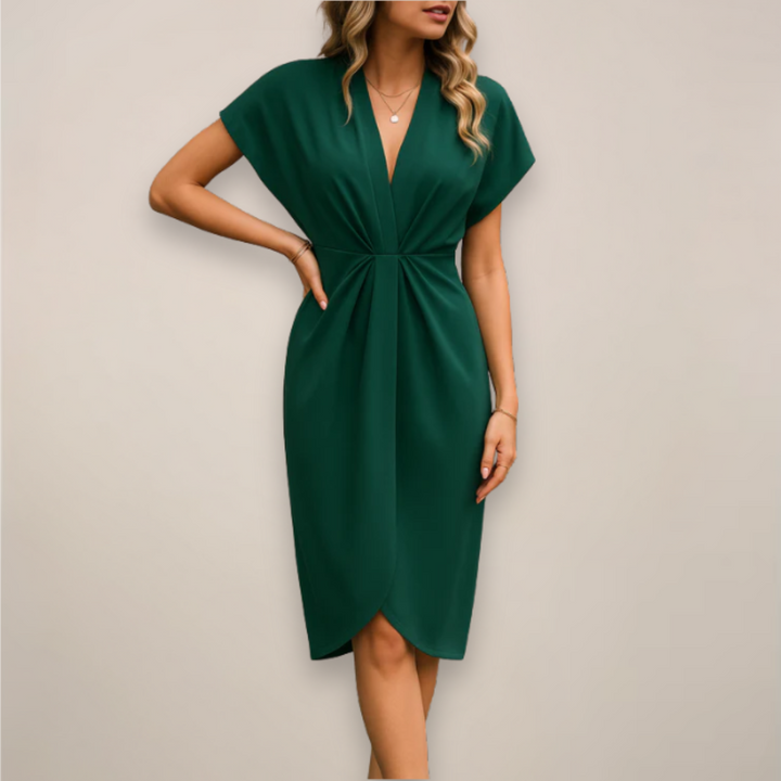 Women's Woven Midi Wrap Cocktail Dress in Green