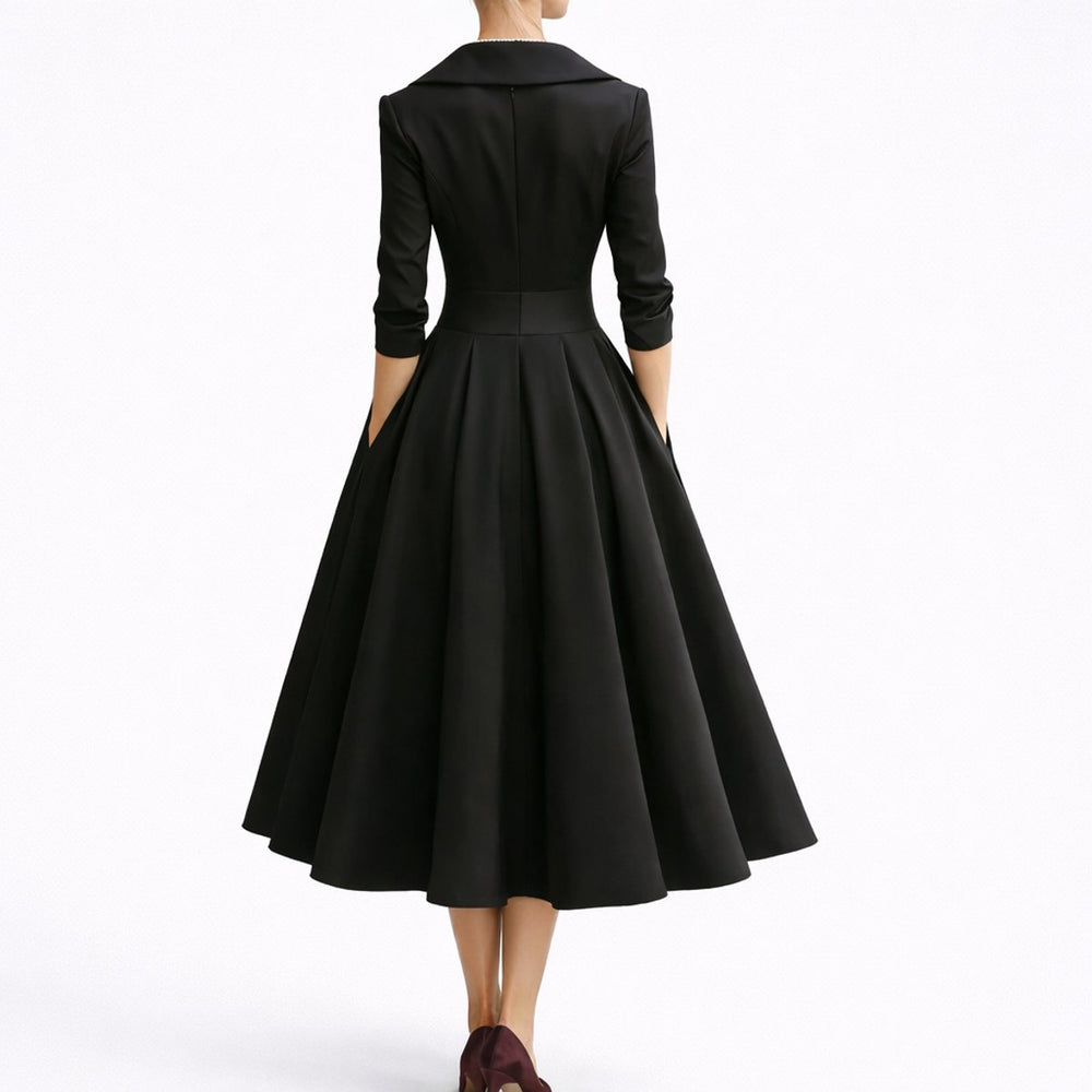 Women's Wrap Bodice A-Line Fall Wedding Guest Dress (2)