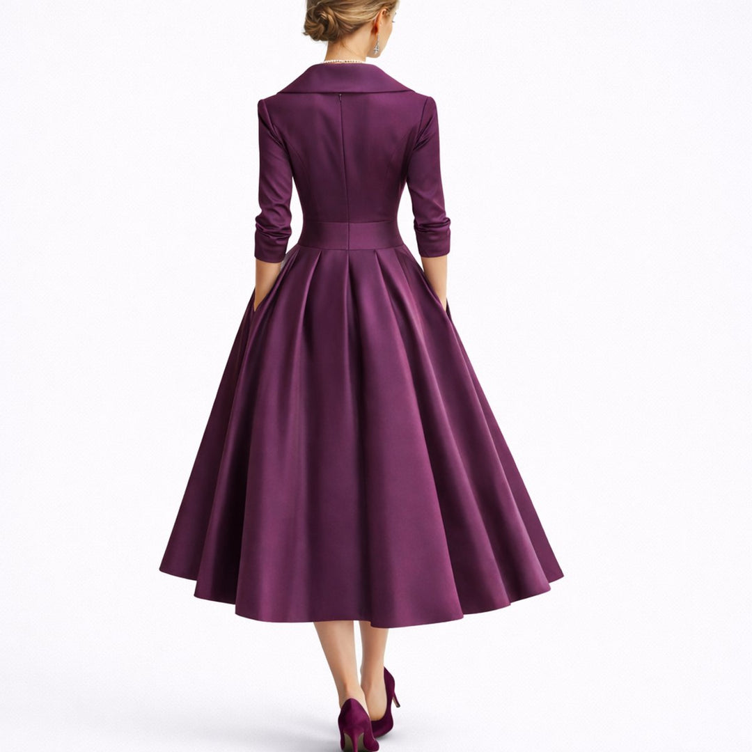 Women's Wrap Bodice A-Line Fall Wedding Guest Dress (7)