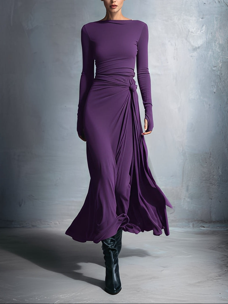 Women's Wrap Maxi Dress for Evening in Purple